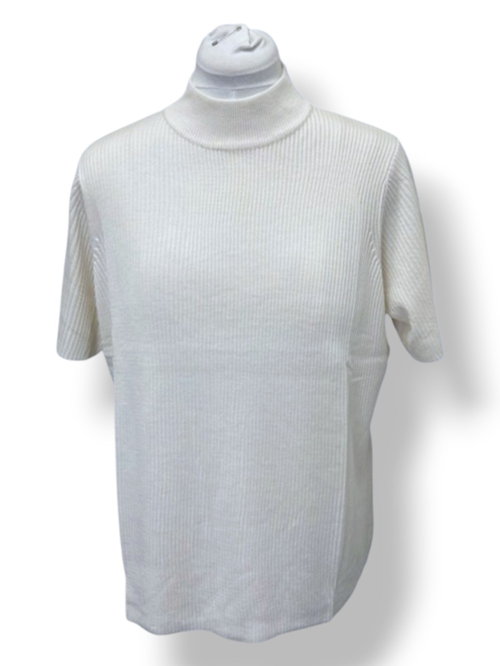 The Tog Shop Women’s Short Sleeve Turtleneck Sweater Ribbed Knit Ivory XL